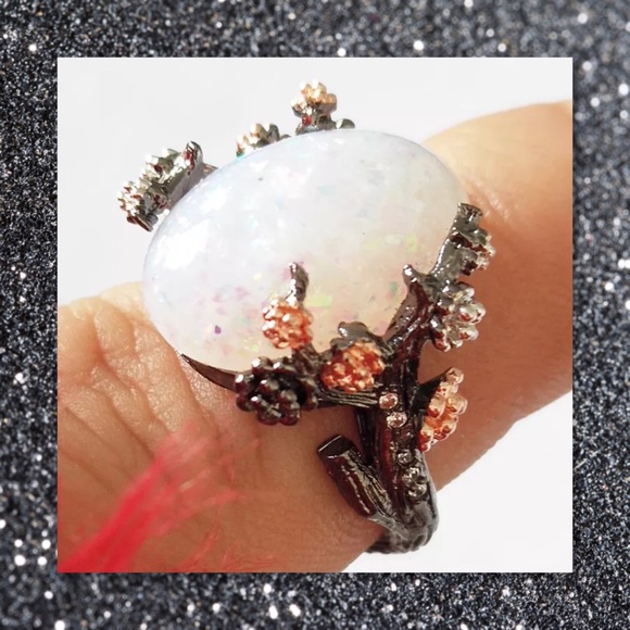 LAST 1 5⭐️🆕 White Fire Opal 925 Silver Ring 6,7,8 - Picture 3 of 6